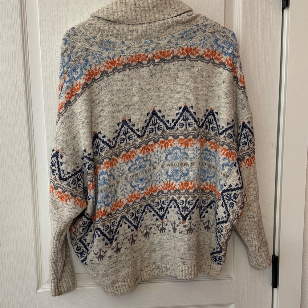 Pilcro Cowl Neck Sweater - Gray, Blue, and Orange